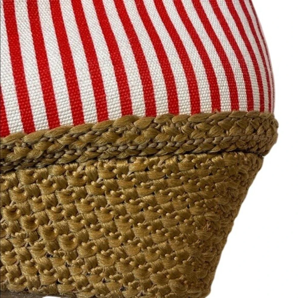 Beacon Espadrille Heel Women Red White Americana Striped Canvas Nautical Shoe 8M